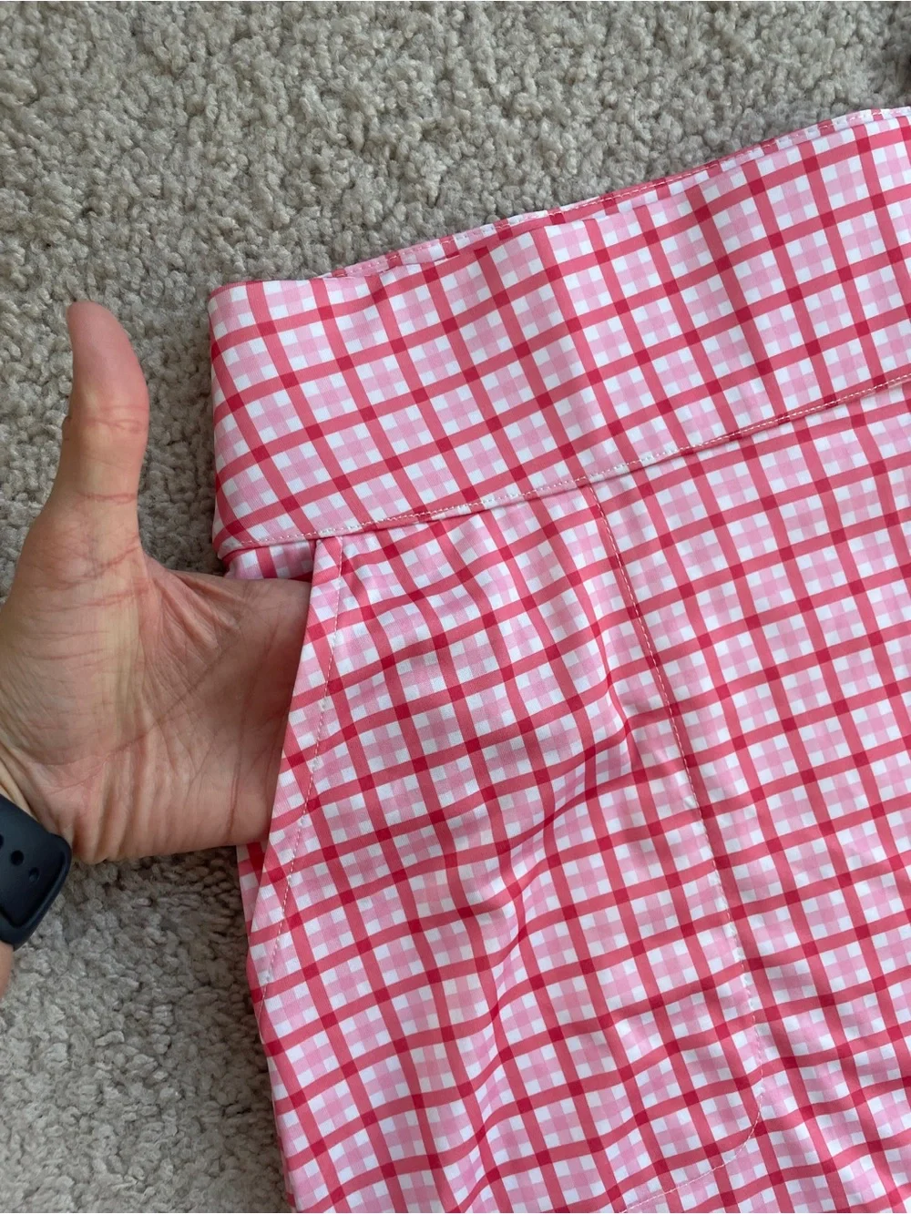 FootJoy Golfleisure Gingham Pink Red White Plaid Athletic Golf Skort Size XL